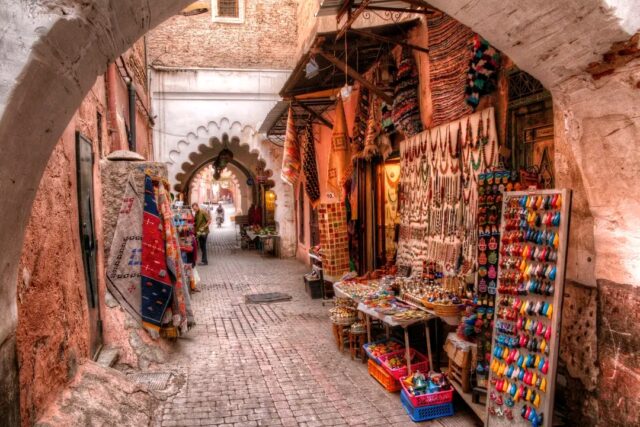 Marrakech Medina and traditional souks on a 7 days Marrakech to Fes desert tour
