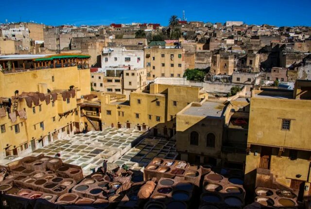 Historic Fes Medina with traditional Moroccan architecture and narrow streets