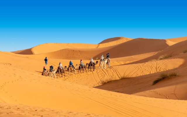 Golden dunes of the Merzouga Sahara Desert on the 2 Days Fes Desert Tour